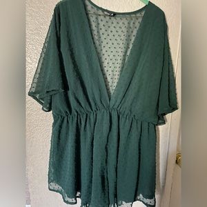 2XL-3XL Dark green romper